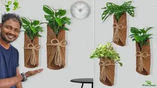 DIY Wall Mounted Pocket Planter Making at Home | Wall Hanging Plants Tutorial//GREEN PLANTS