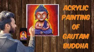 How to draw Gautam Buddha || Gautam Buddha painting with Acrylic colour