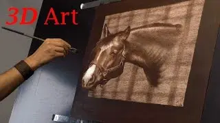 Speed Drawing Pferd gemalt nach Foto in 3D