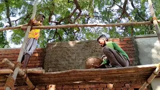 How wall plastering was done on brick masonry wall over 15 feet height at the site