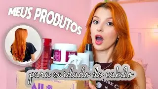 PRODUTOS de CABELO que estou usando no meu RUIVO| Cronograma, , pós tintura, tonalizantes...