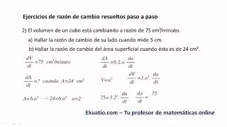 Ejercicios de razón de cambio resueltos paso a paso
