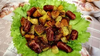 Жареная картошка с охотничьими колбасками
