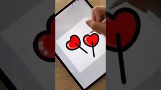 How to draw cute little heart lollipops🥹♥️ #art #draw #drawing #digitalart #drawingtutorial