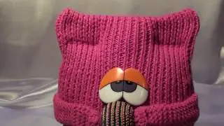 DIY Интерьерная вязаная подушка Кот из шарфа  Interior knitted cushion of cat scarf