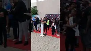 Miss Africa Queen Gaseangwe Balopi speaks at the walk to celebrate National Youth Day