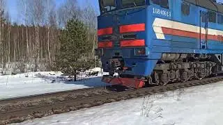 Станция Берёзки - о.п. 648 км. Тепловозы 2ТЭ116.