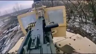 Fight the AZOV regiment firing from the M2 Browning machine gun on the HMMWV near Bakhmuti.