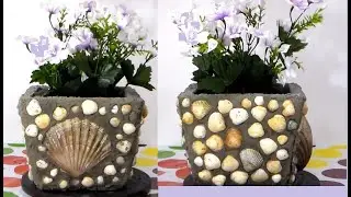 DIY HOW TO MAKE A POT WITH SEA SHELLS CREATIVE IDEAS
