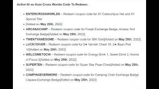 Ni no Kuni: Cross Worlds Working Codes June 3 2022