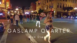 [4k] Walking Tour of Downtown San Diego Nightlife( Gaslamp)
