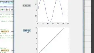MATLAB tutorial : create a GUI with 2 plots (axes) and 2 pushbuttons
