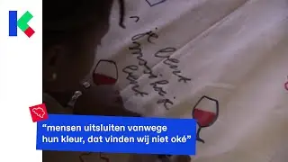 jongeren maken vlaggen tegen racisme