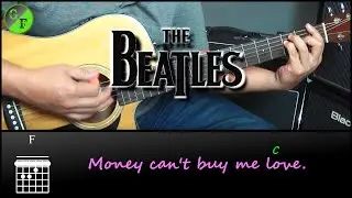 ✅ The Beatles - CAN'T BUY ME LOVE ✅ PLAY ALONG Chords & Lyrics on screen | Guitar Tutorial.