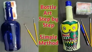 Bottle Painting for Beginners Step by Step | DIY Bottle Art | Acrylic Color Painting on Glass Bottle