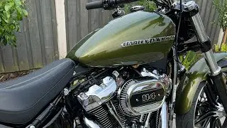 2022 Harley Davidson Breakout in Mineral green with short shot exhaust