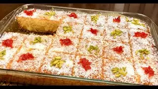 كيكة جوز الهند بس هالمرة بالسميد بدل الطحين وصفة سهلة وبمكونات بسيطة