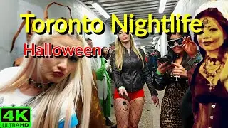【4K】FRIDAY NIGHT DOWNTOWN TORONTO HALLOWEEN NIGHTLIFE WALK