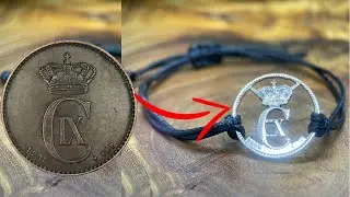 Кулон для браслета из монеты Дания 2 Эре, вырезаем из монеты своими руками