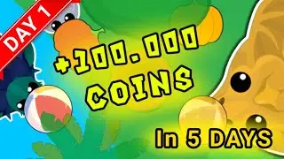 Mope.io| Getting 100k coins in 5 DAYS !!! DAY 1