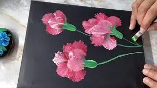 Painting Carnation flower painting by Varsha Patel  | how to paint one stroke painting