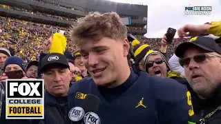 J.J. McCarthy, Blake Corum and Sherrone Moore react to Michigan's 30-24 victory over Ohio State