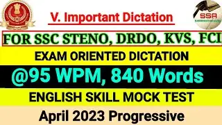 SSC STENOGRAPHER GRADE D SKILL 💯 MOCK TEST #95wpm 840 WORDS WITH TIMER ⏰ #sscskilltest #80wpm #steno