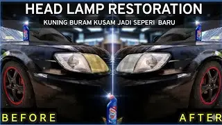 CARA BERSIHKAN HEAD LAMP YANG KUNING KUSAM BURAM - MUDAH MURAH