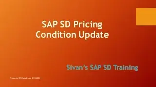 SAP SD Pricing Condition Update | Sivan's SAP SD Training