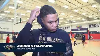 Jordan Hawkins on spacing in loss to Suns | Pelicans vs. Magic Shootaround 4/3/24