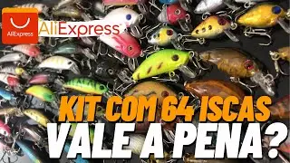 CONJUNTO DE ISCAS ARTIFICIAIS DA ALIEXPRESS | KIT COM 64 ISCAS |  UNBOXING - Vale a pena?
