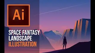 Space Fantasy Landscape illustration Tutorial | How to draw fantasy landscape in Adobe illustrators