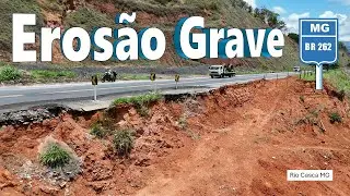 Rio Casca Rodovia BR 262 Erosão chegando próximo a pista de rolamento