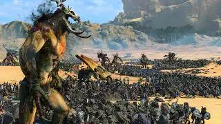 BEASTMEN and SKAVEN vs HIGH ELVES and WOOD ELVES - TotalWar Warhammer 3 cinematic battle