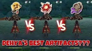 Dehya with Tenacity vs Crimson vs  Emblem Damage Comparisons! What’s Her Best Artifacts???