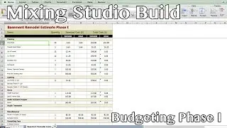Mixing Studio Build - Phase I Budget Estimate