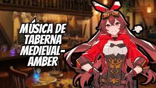 Genshin Impact - Amber abrazando a su peluche por mas de 1 minuto - con musica de taverna medieval