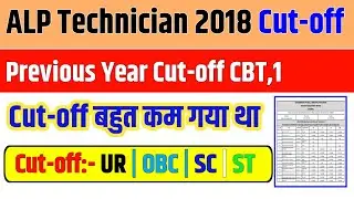 Railway ALP Technician Previous Year CBT 1 Cut-off 2028