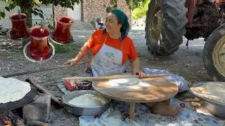🔥MAKING YUFKA BREAD ON A SAC OVEN WITH A CHAT ✅