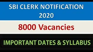 SBI Clerk Notification 2020 Released | SBI Clerk NOtification 2020 Apply Online