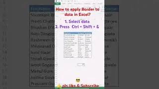 Excel Tips: Apply Borders in Excel| #excel #yshorts #youtubeshorts #shortvideos #borders