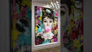 Modern Graffiti Art Print - Audrey Hepburn Vivid Portrait for Sale - MODERN WALL ART #shorts #art