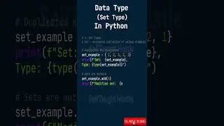 Data type (Set Type) Set in Python 