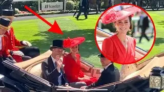 Princess Kate's Showstopping Red Dress: The Royal Family's Grand Entrance at Ascot!