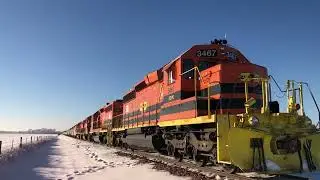 EMD's to the West, GE's to the East - Seven Orange Engines Idling
