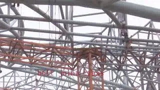 Outdoor football bolt ball joint installation with long span steel structure