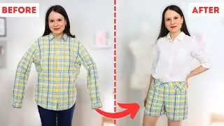 How I upcycled a men's shirt into a pair of shorts! (Extra tips and steps)