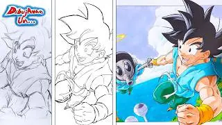 I made a drawing of Goku and TORIBOT (To honor Akira Toriyama) for my coloring book || Draw me a...