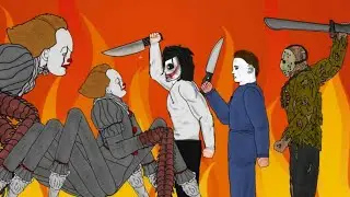 🔥IT Pennywise vs Jeff The Killer, Jason Voorhees, Michael Myers | drawing cartoons 2 | dv animations