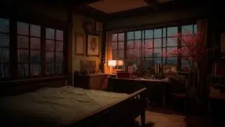 Old Japanese Bedroom Ambience, Rain And Thunderstorm ASMR for Reading, Sleeping, Studying